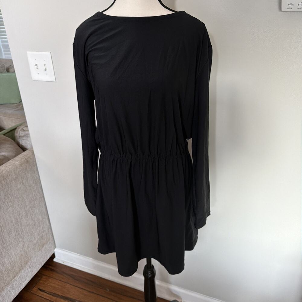 Coolibar Womens Black UPF 50+ Sun Protection Long Sleeve Boatneck Dress Large